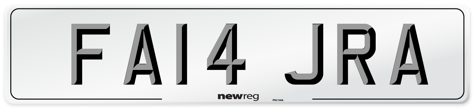 FA14 JRA Number Plate from New Reg